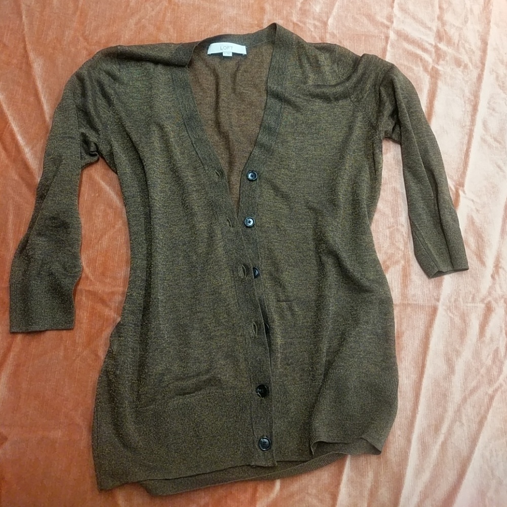Loft Golden Brown Sheer Medium Cardigan